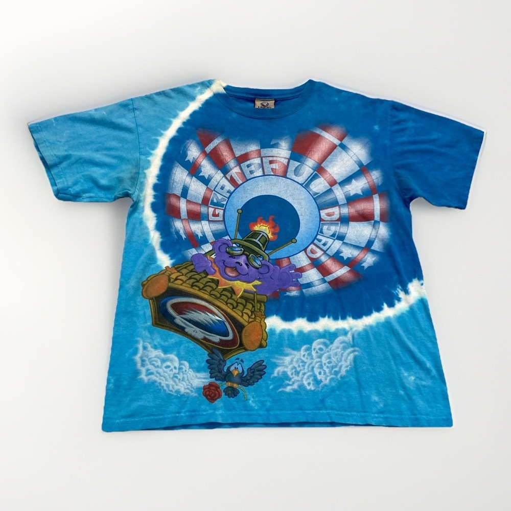 Grateful Dead Shirt Mens M Hot Air Balloon Tie Dye Liquid Blue Band Vintage Y2k